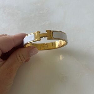 Hermes White Clic Clac Bracelet PM